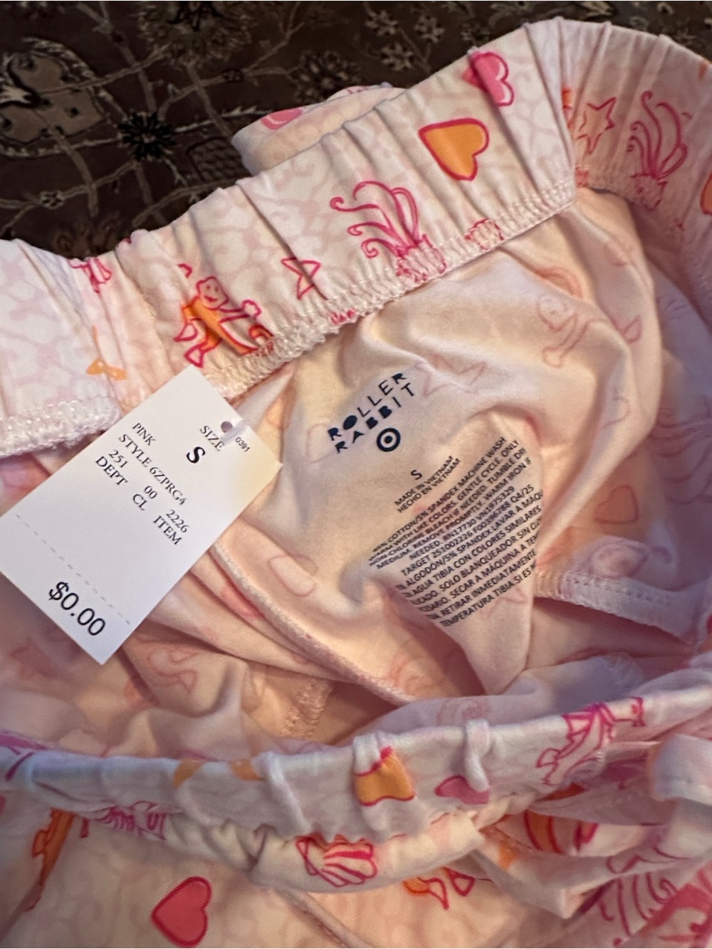 🐙 Roller Rabbit Sea Life Pink and Peach Cotton Pajama Set 🐒 - Picture 7 of 11